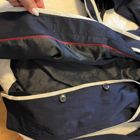 Banana Republic Women's Navy Trench Coat with White Trim (Size XS) - Picture 6 of 6